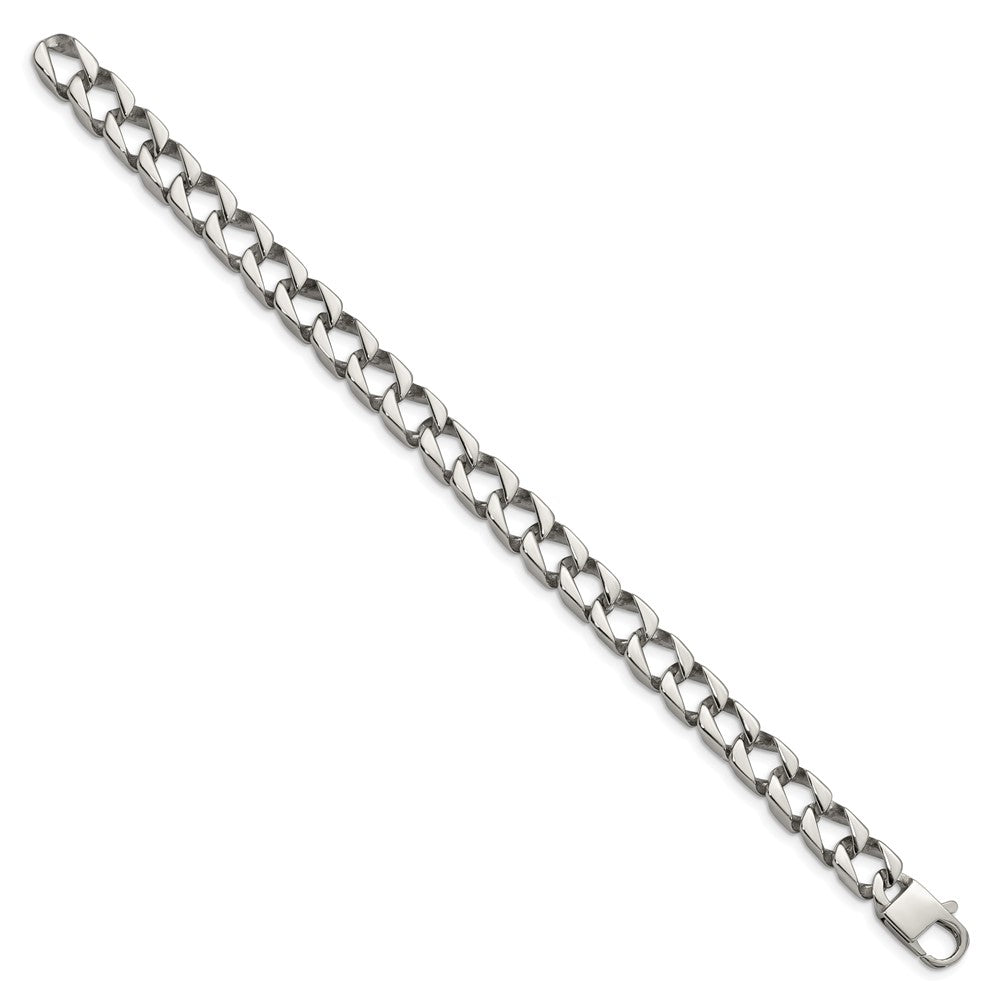 Stainless Steel Chisel Polished 8.5 Inch Square Link Bracelet