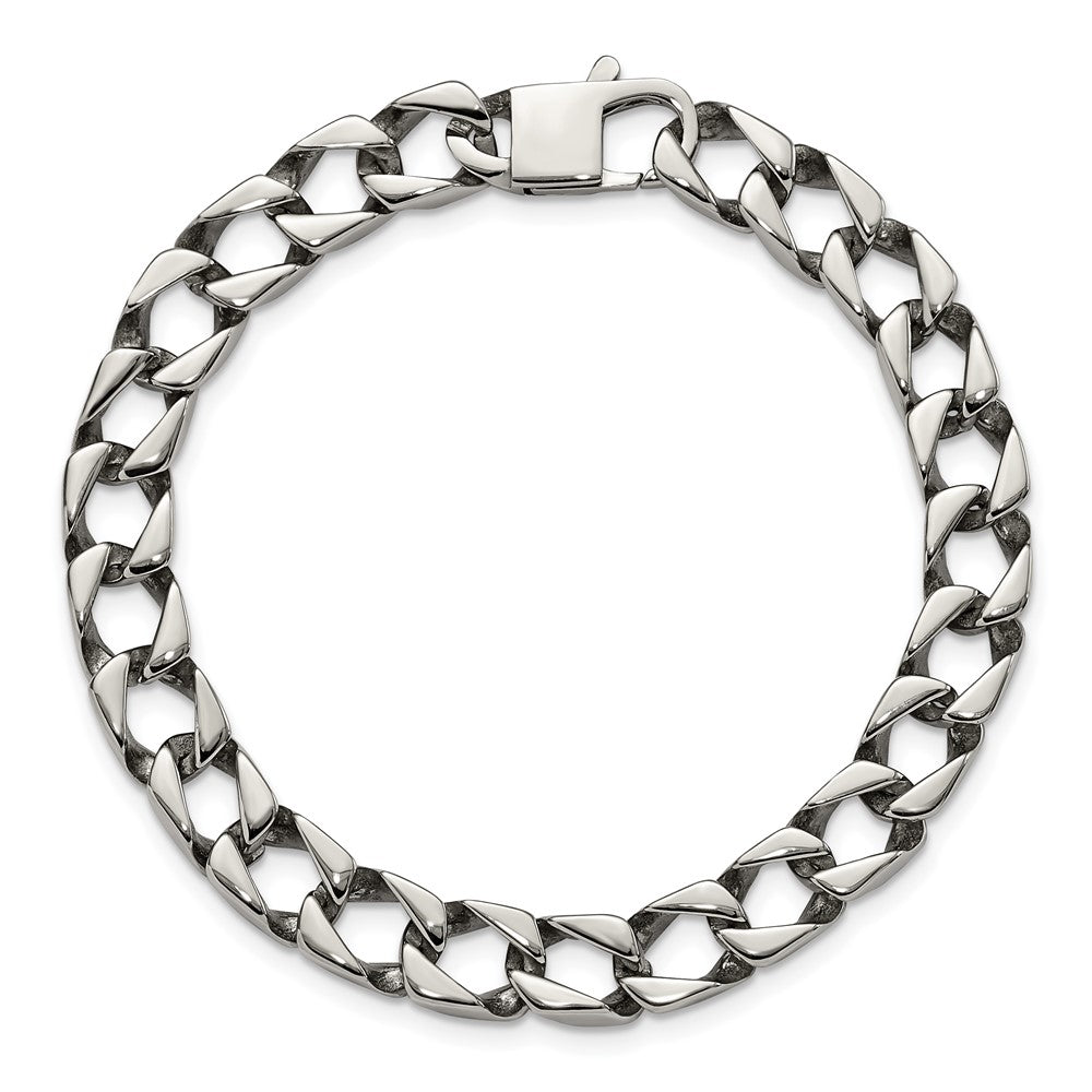 Stainless Steel Chisel Polished 8.5 Inch Square Link Bracelet