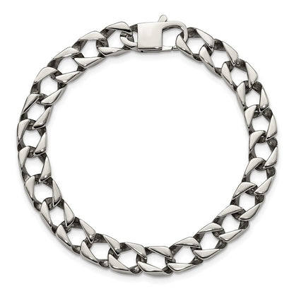 Stainless Steel Chisel Polished 8.5 Inch Square Link Bracelet