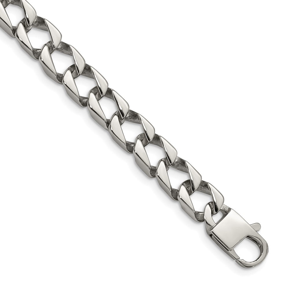 Stainless Steel Chisel Polished 8.5 Inch Square Link Bracelet