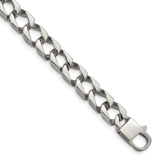 Stainless Steel Chisel Polished 8.5 Inch Square Link Bracelet