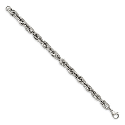 8.25 Inch Chisel Stainless Steel Polished 8 Oval Links Bracelet