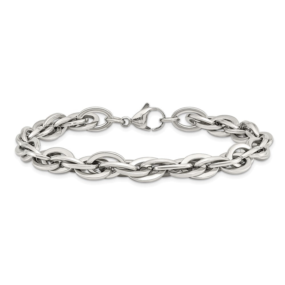 8.25 Inch Chisel Stainless Steel Polished 8 Oval Links Bracelet