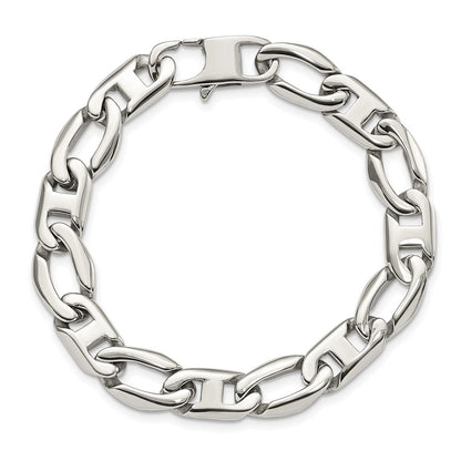 Stainless Steel Chisel Polished 8.5 Inch Open Link Bracelet