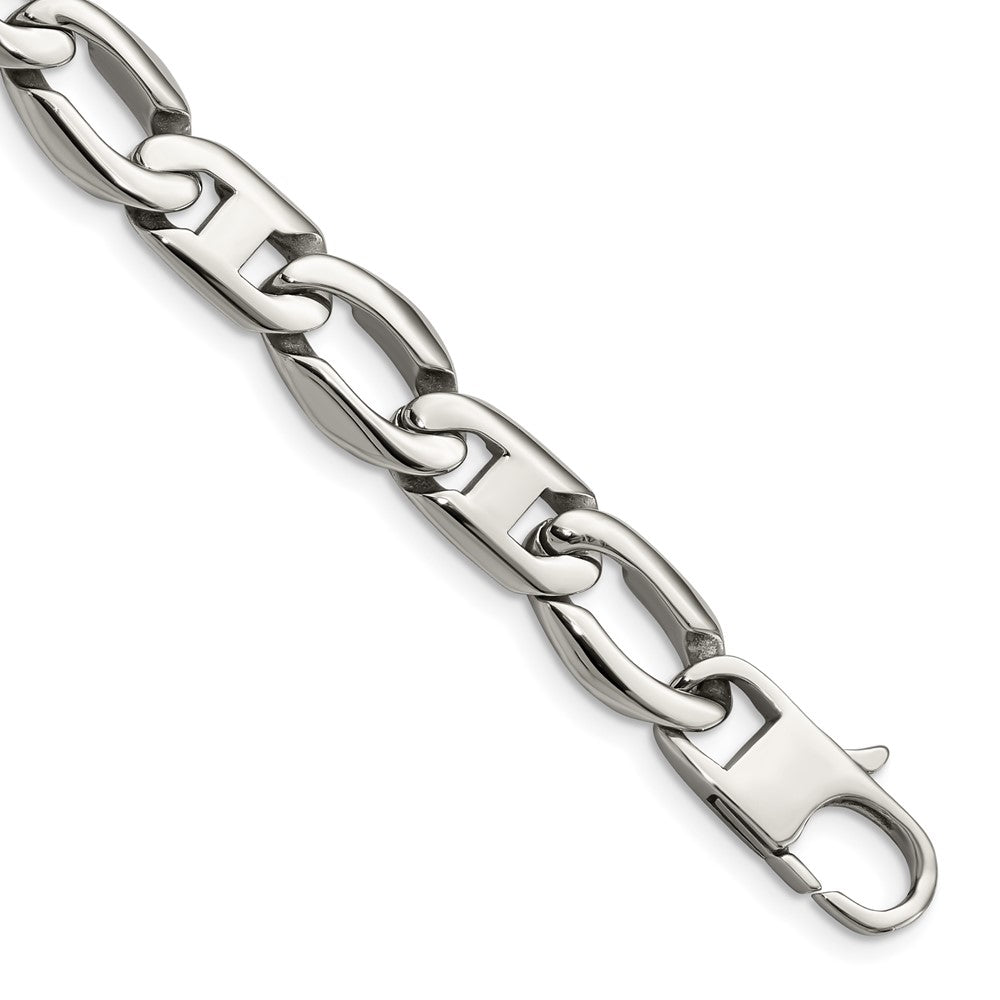 Stainless Steel Chisel Polished 8.5 Inch Open Link Bracelet