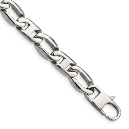 Stainless Steel Chisel Polished 8.5 Inch Open Link Bracelet