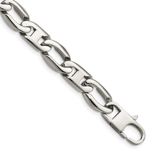 Stainless Steel Chisel Polished 8.5 Inch Open Link Bracelet