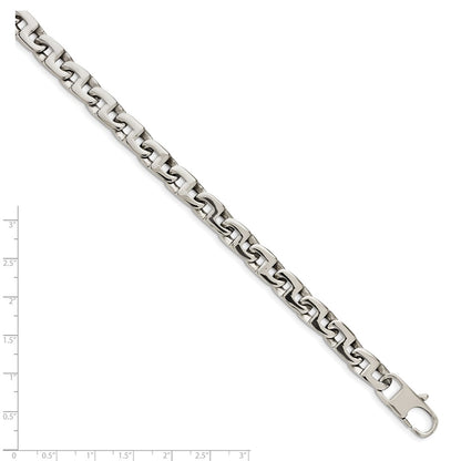 Stainless Steel Chisel Polished 8.5 Inch Fancy Square Link Bracelet