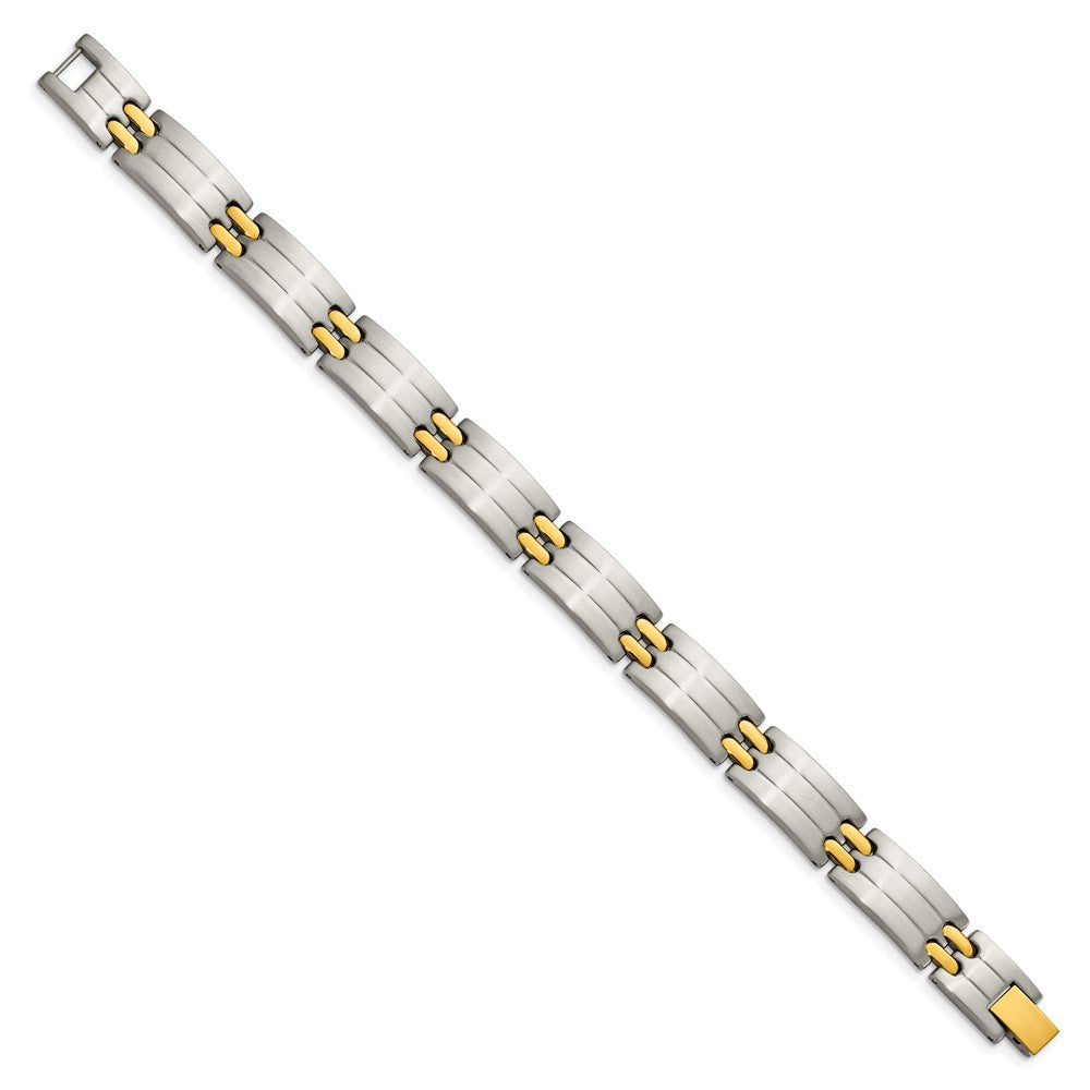 Stainless Steel Chisel Brushed And Polished Yellow Ip-Plated 8.75 Inch Link Bracelet