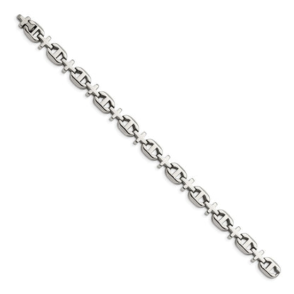 Stainless Steel Chisel Polished 8.5 Inch Cross Link Bracelet