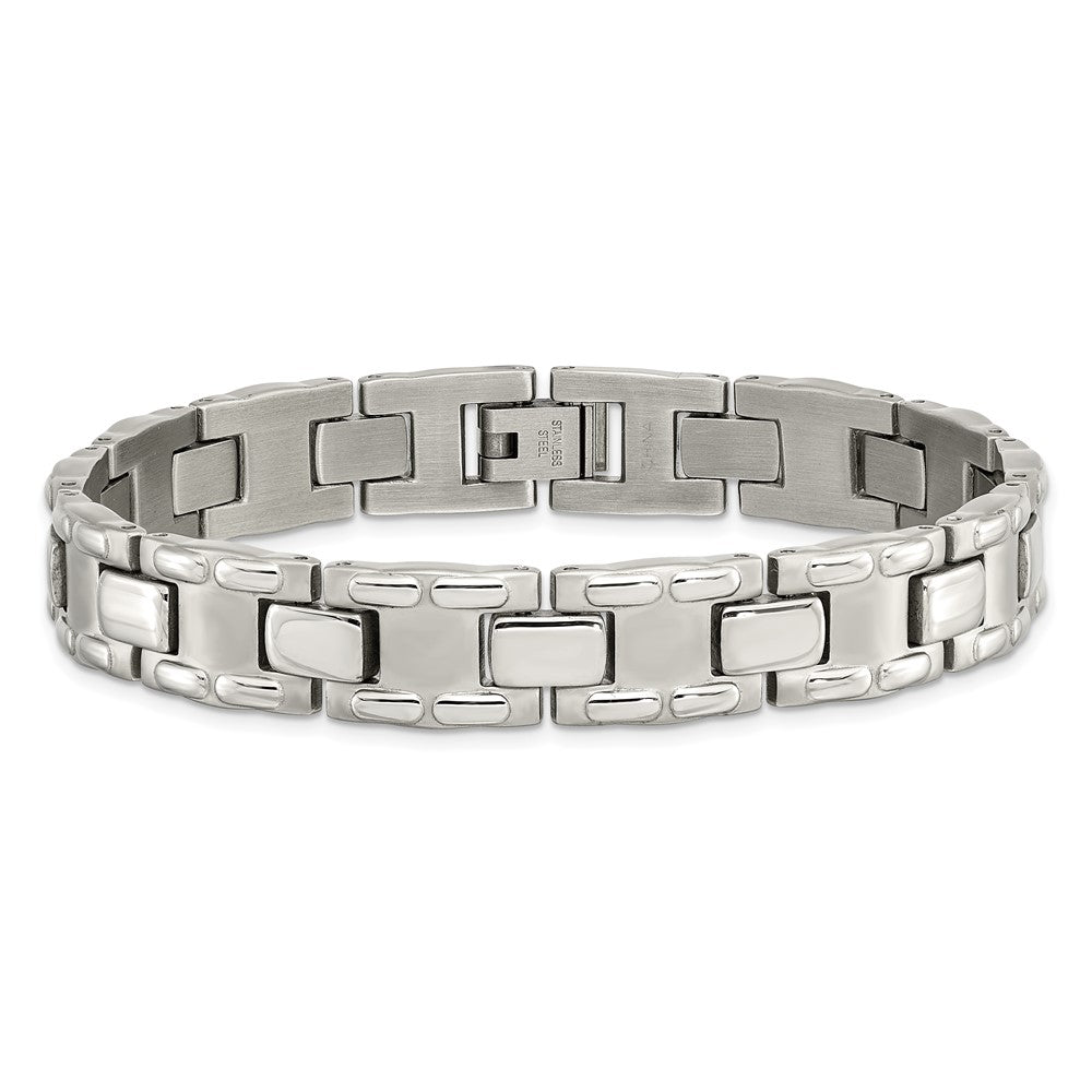 Stainless Steel Chisel Brushed And Polished 8.75 Inch Link Bracelet
