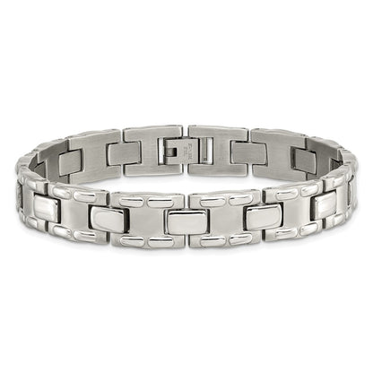 Stainless Steel Chisel Brushed And Polished 8.75 Inch Link Bracelet