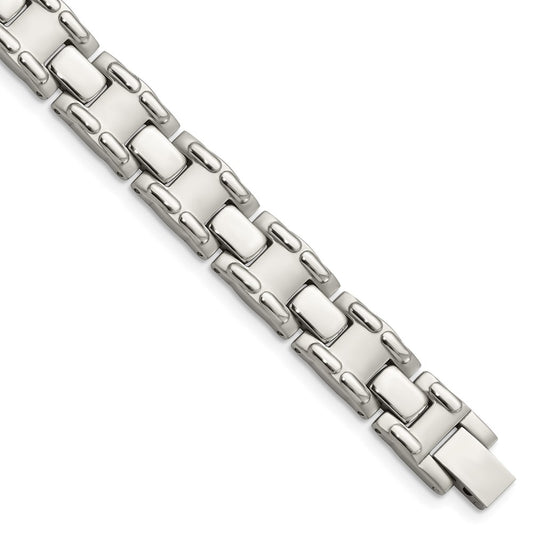 Stainless Steel Chisel Brushed And Polished 8.75 Inch Link Bracelet