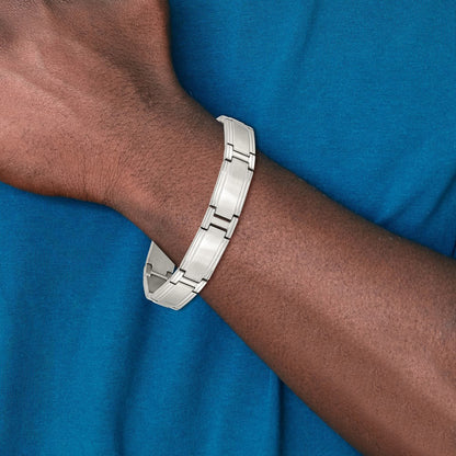 Stainless Steel Chisel Brushed And Polished 9.5 Inch Link Bracelet