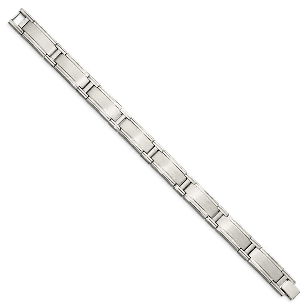 Stainless Steel Chisel Brushed And Polished 9.5 Inch Link Bracelet