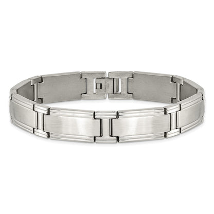 Stainless Steel Chisel Brushed And Polished 9.5 Inch Link Bracelet