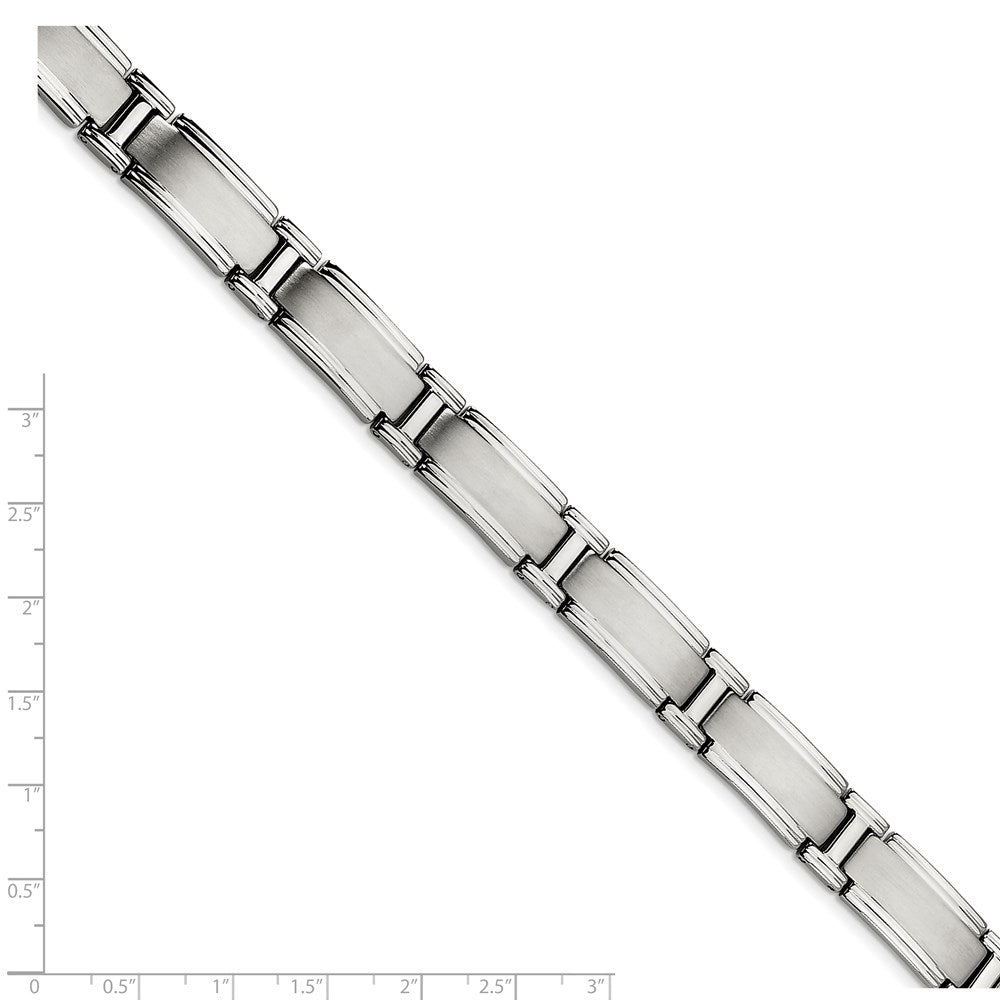 Stainless Steel Chisel Brushed And Polished 9.5 Inch Link Bracelet