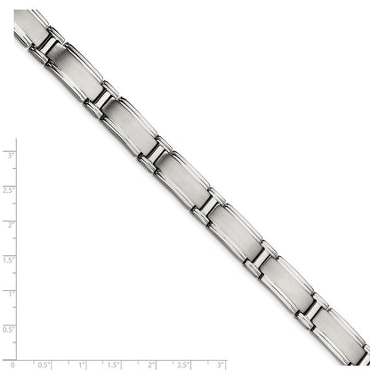 Stainless Steel Chisel Brushed And Polished 9.5 Inch Link Bracelet