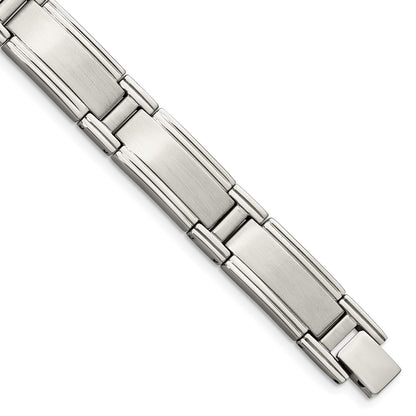 Stainless Steel Chisel Brushed And Polished 9.5 Inch Link Bracelet