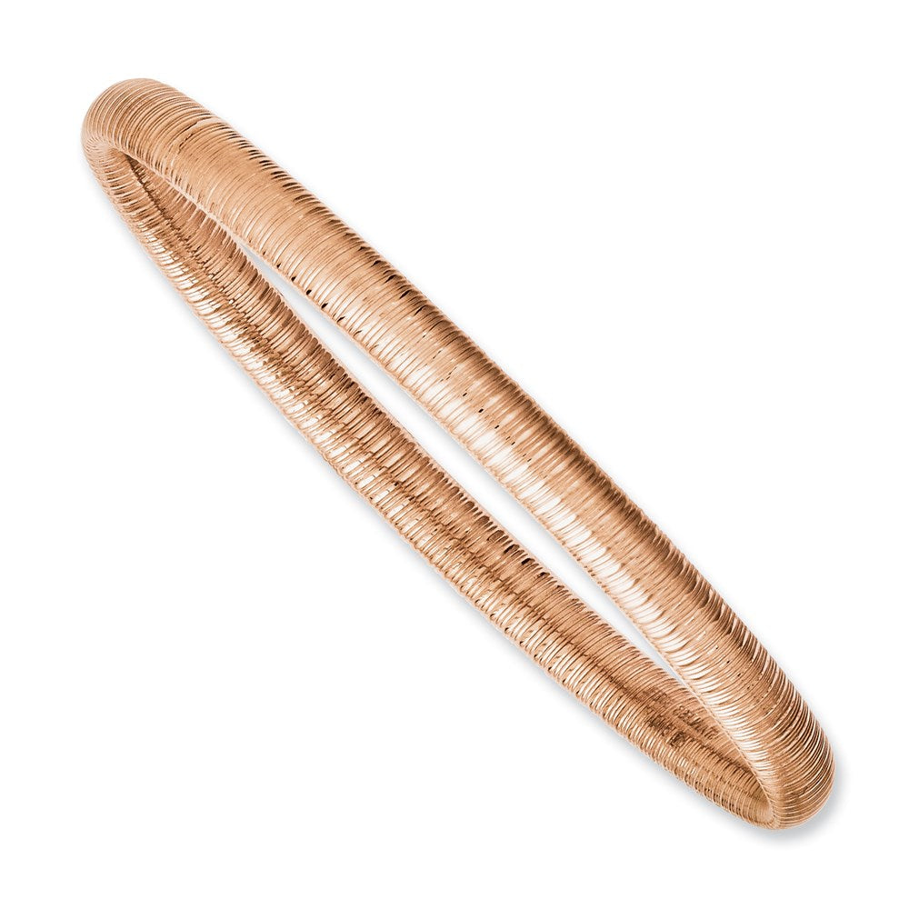 Stainless Steel Pink Ip-Plated Textured Hollow Slip-On Bangle