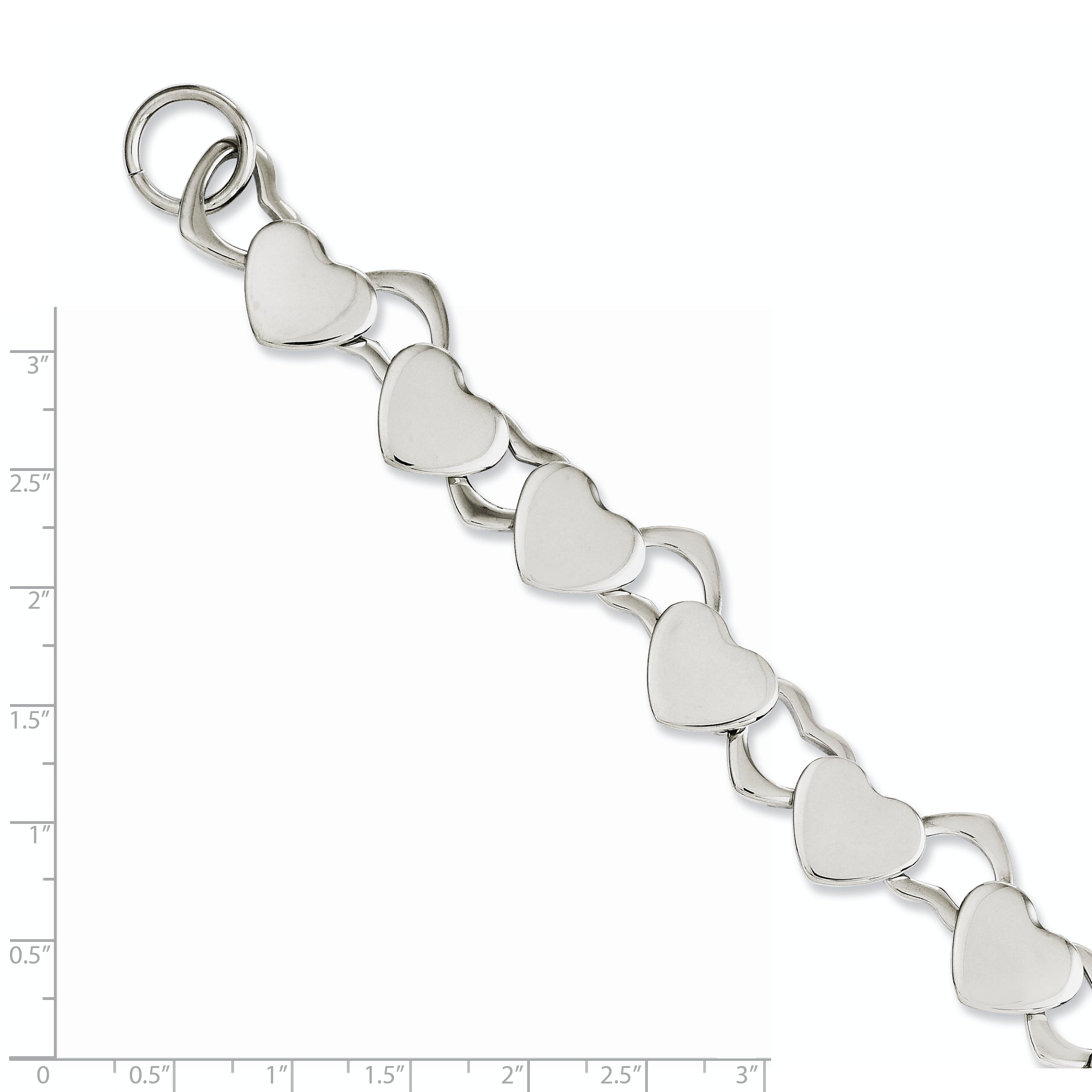 8.5 Inch Stainless Steel Polished Hearts 8.5In Toggle Bracelet