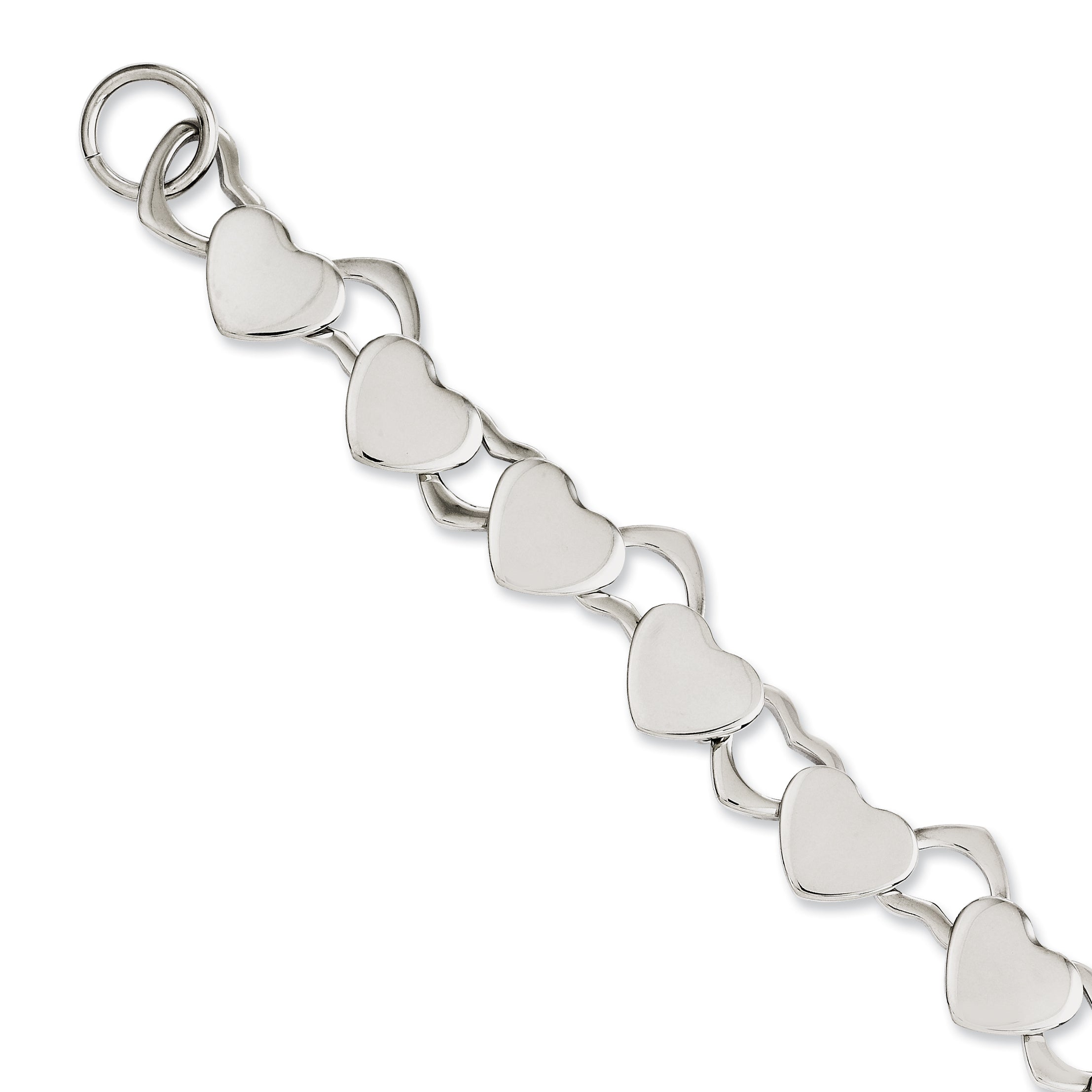 8.5 Inch Stainless Steel Polished Hearts 8.5In Toggle Bracelet