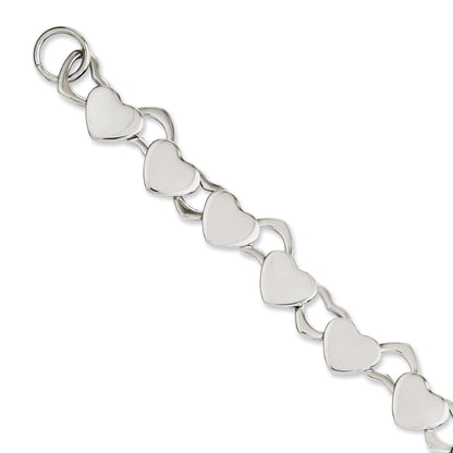 8.5 Inch Stainless Steel Polished Hearts 8.5In Toggle Bracelet