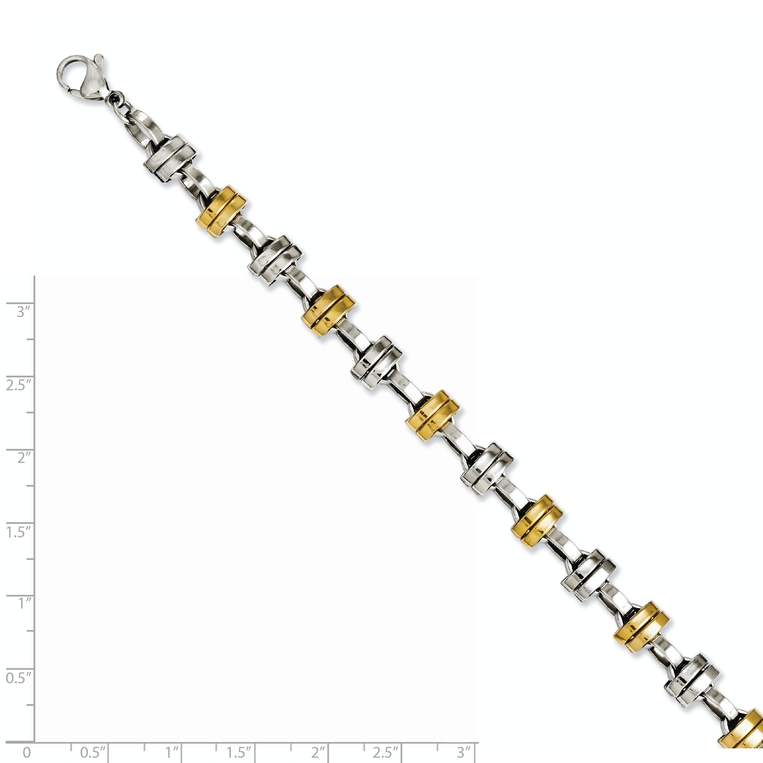 8.25 Inch Stainless Steel Yellow Ip-Plated & Polished Links 8.25In Bracelet