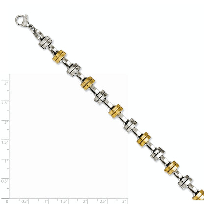 8.25 Inch Stainless Steel Yellow Ip-Plated & Polished Links 8.25In Bracelet