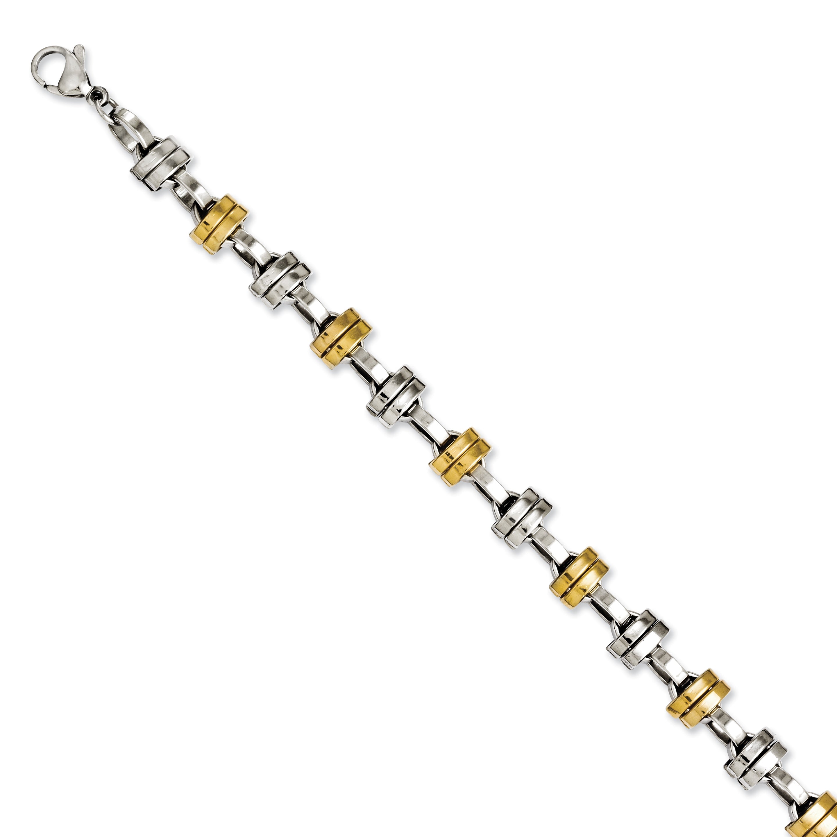 8.25 Inch Stainless Steel Yellow Ip-Plated & Polished Links 8.25In Bracelet