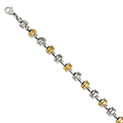 8.25 Inch Stainless Steel Yellow Ip-Plated & Polished Links 8.25In Bracelet