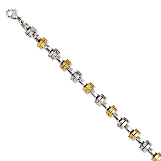 8.25 Inch Stainless Steel Yellow Ip-Plated & Polished Links 8.25In Bracelet