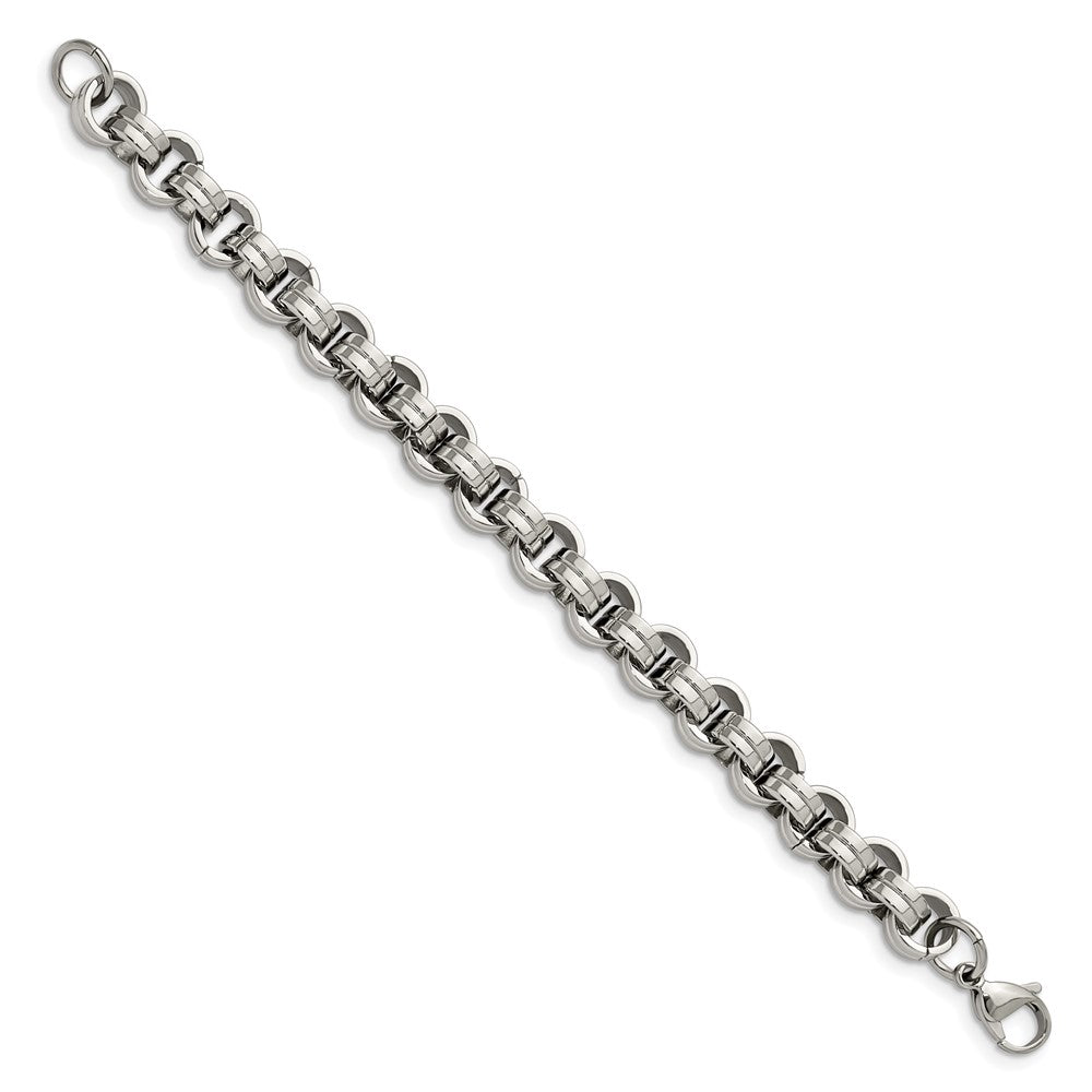 Stainless Steel Chisel Polished 8 Inch Circle Link Bracelet