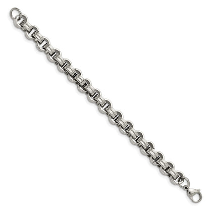 Stainless Steel Chisel Polished 8 Inch Circle Link Bracelet