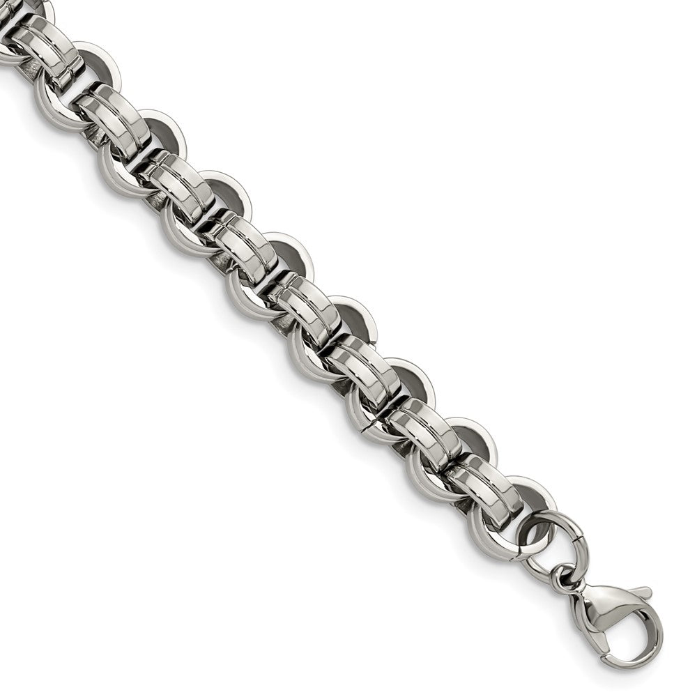 Stainless Steel Chisel Polished 8 Inch Circle Link Bracelet