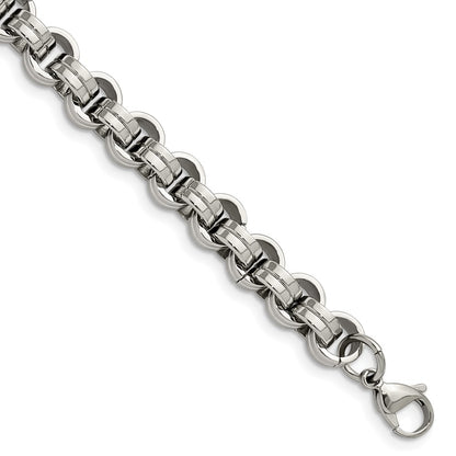 Stainless Steel Chisel Polished 8 Inch Circle Link Bracelet