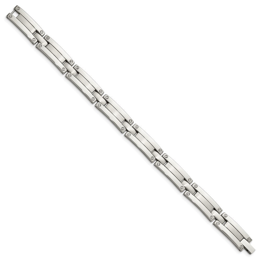 Stainless Steel Chisel Brushed And Polished 8.5 Inch Link Bracelet