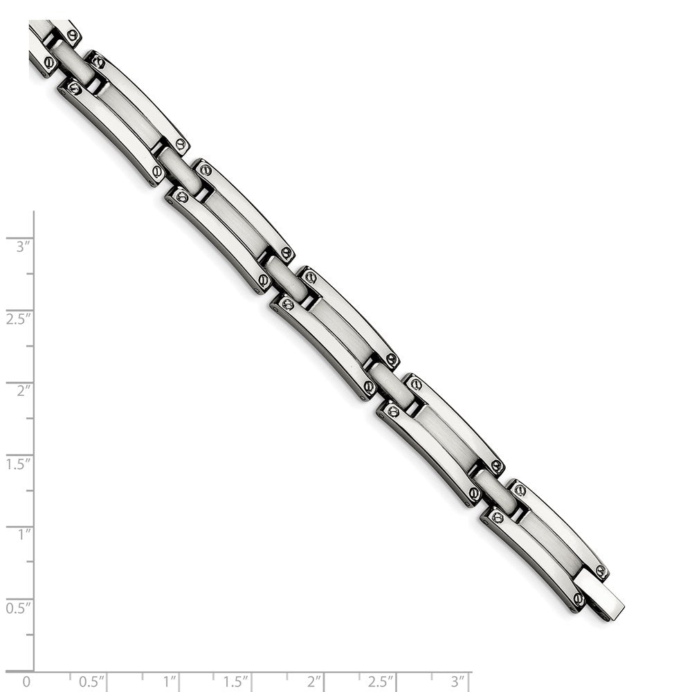 Stainless Steel Chisel Brushed And Polished 8.5 Inch Link Bracelet