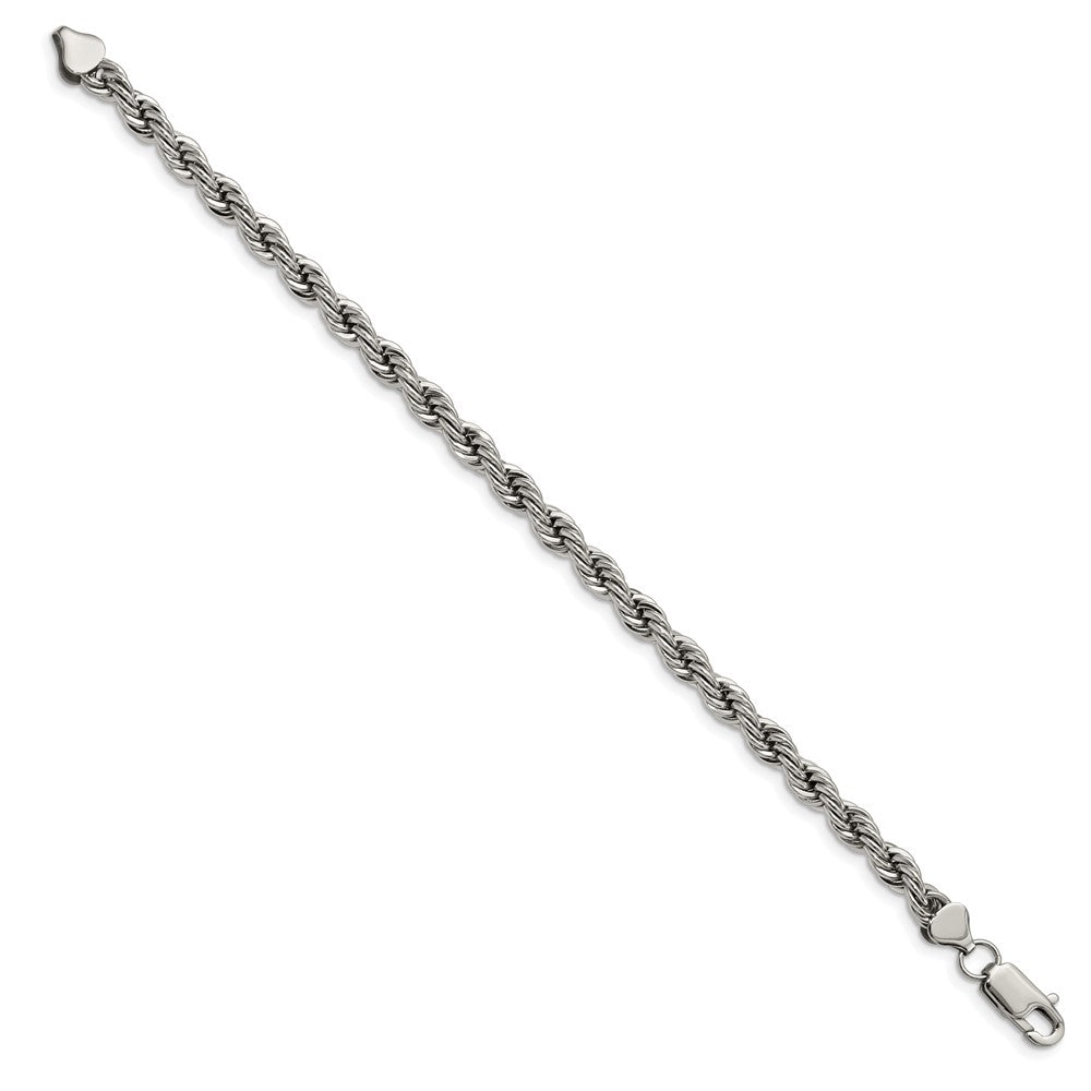 Stainless Steel Chisel Polished 6mm 8.5 Inch Rope Bracelet