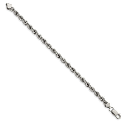 Stainless Steel Chisel Polished 6mm 8.5 Inch Rope Bracelet