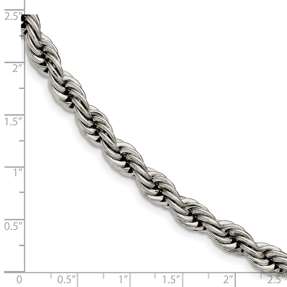 8 Inch Chisel Stainless Steel Polished 7mm 9 Rope Bracelet