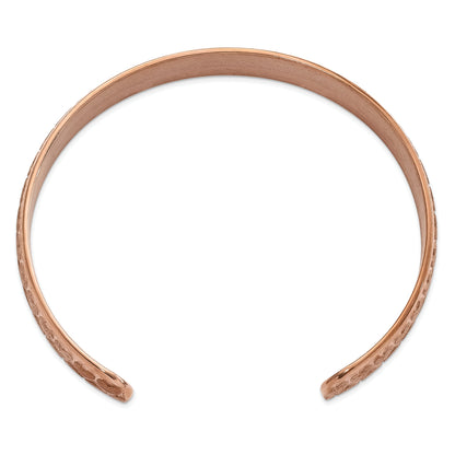 Stainless Steel Rose Ip-Plated Laser Cut Heart Cuff Bangle
