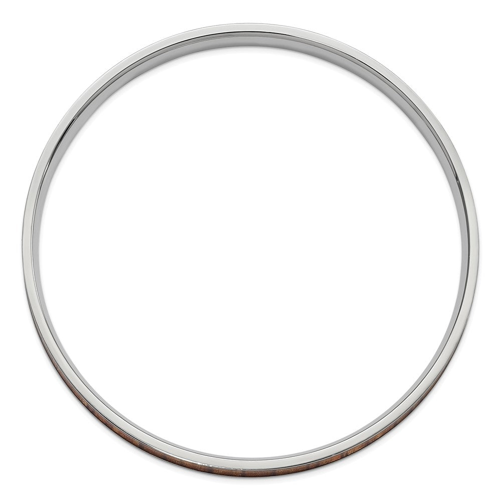 Stainless Steel Polished Yellow And Brown Enameled Bangle