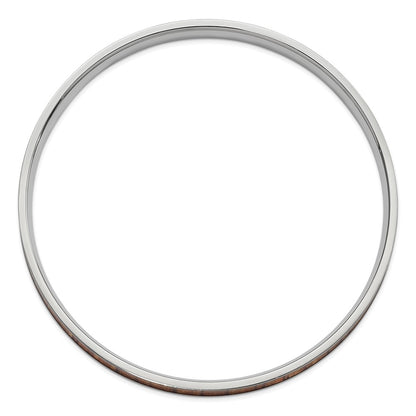 Stainless Steel Polished Yellow And Brown Enameled Bangle