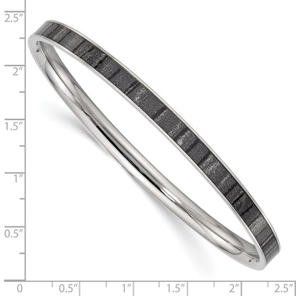 Stainless Steel Polished Black And White Enameled Bangle