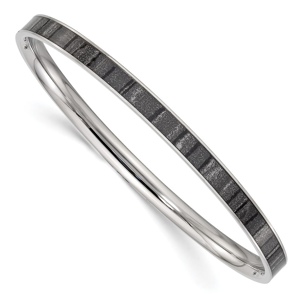 Stainless Steel Polished Black And White Enameled Bangle