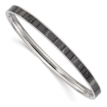 Stainless Steel Polished Black And White Enameled Bangle