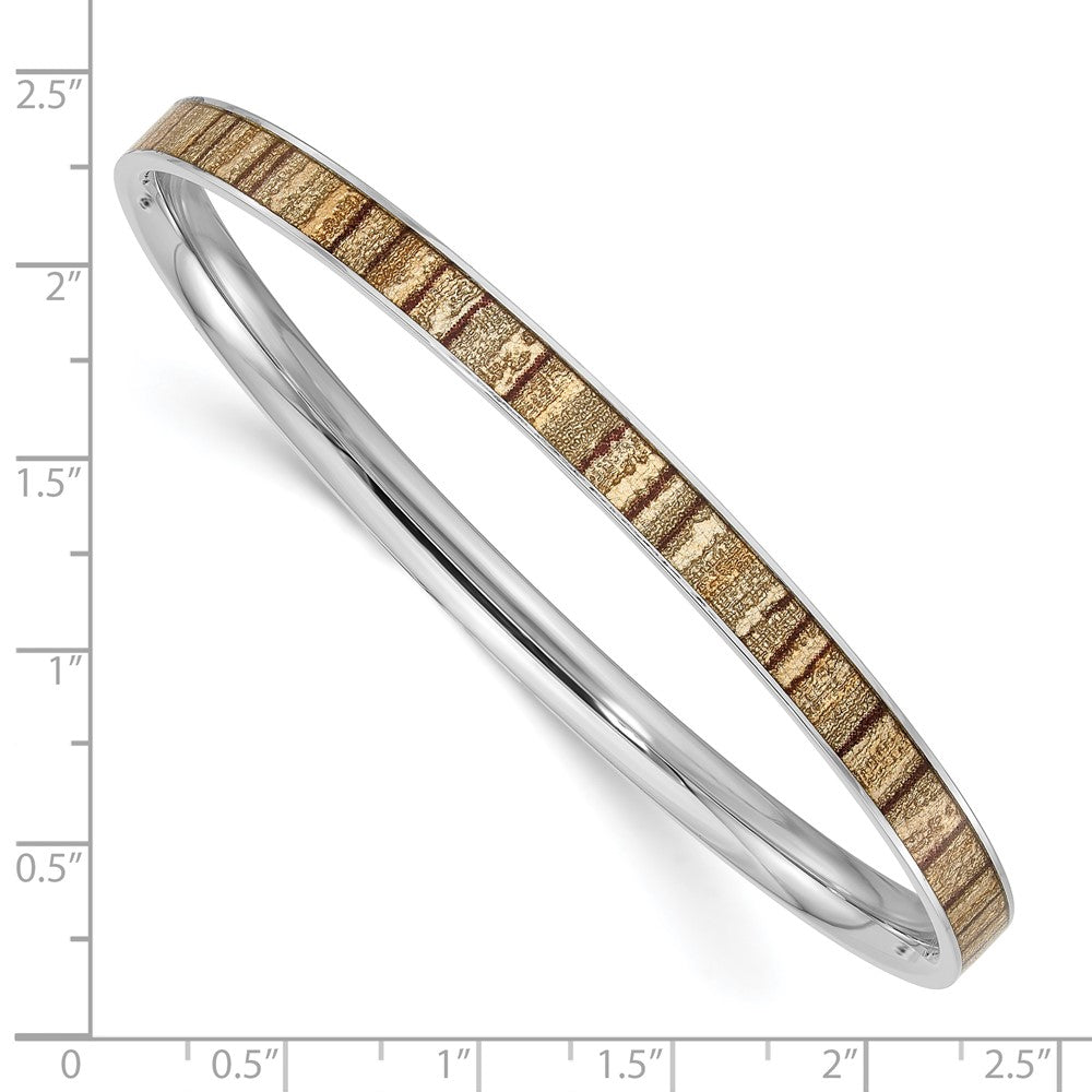 Stainless Steel Polished Cream And Brown Enameled Bangle
