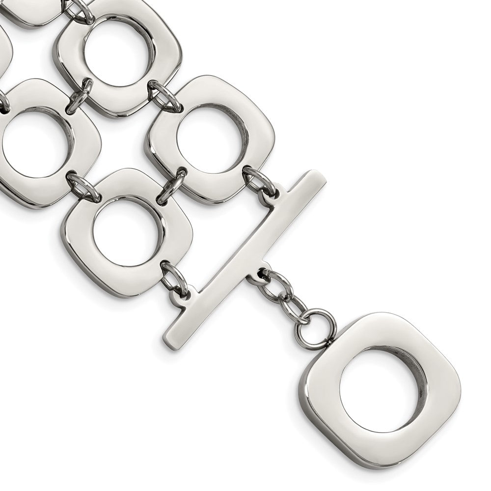 8 Inch Stainless Steel Polished Double Row Square 8In Toggle Bracelet