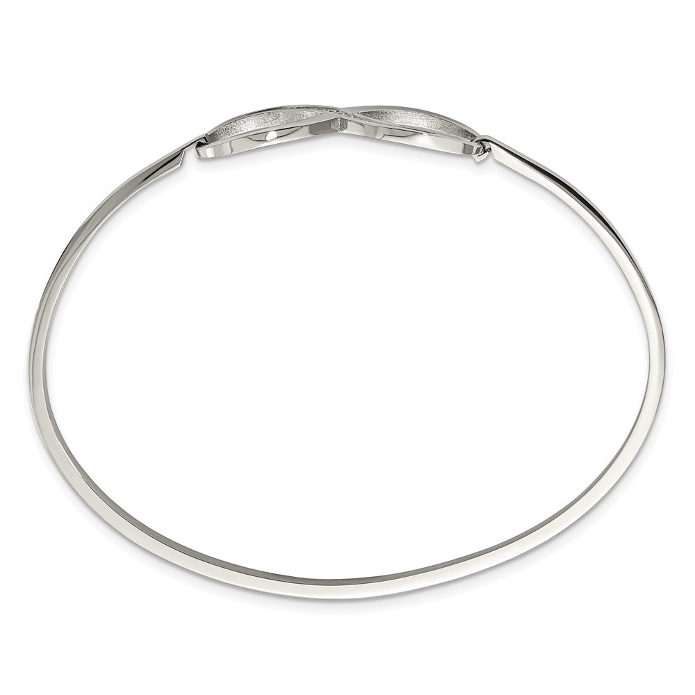 Stainless Steel Chisel Polished With Cz Infinity Symbol Bangle